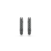 Dextera hoop earrings, Octagon shape, Round cut, Black, Ruthenium plated